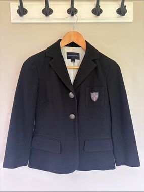 Banana Republic Black Wool-Blend Notch Lapel Blazer